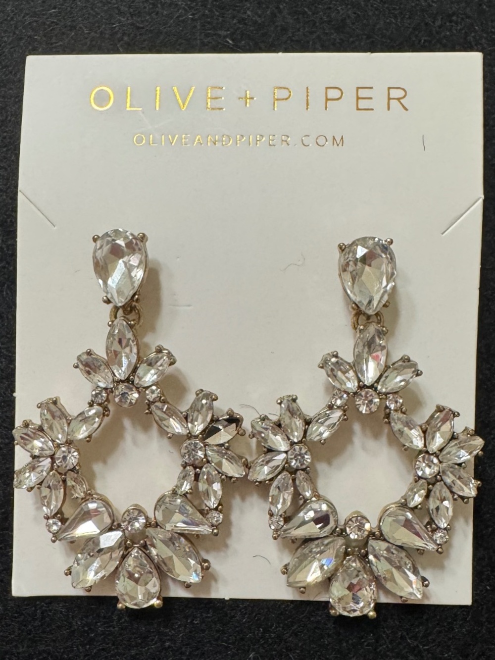 Beautiful Olive and Piper Rhinestone Dangle Earrings